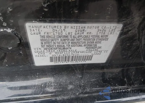 2019 Nissan Versa 1.6 Sv z USA, uszkodzony, nr VIN 3N1CN7AP7KL864474